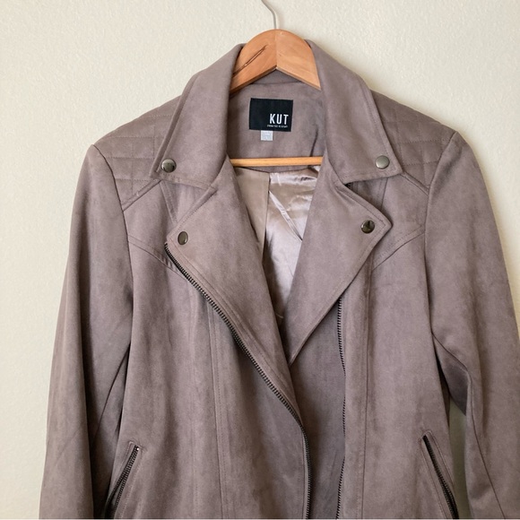Kut from the Kloth Tan Faux Suede Moto Jacket - Picture 7 of 10
